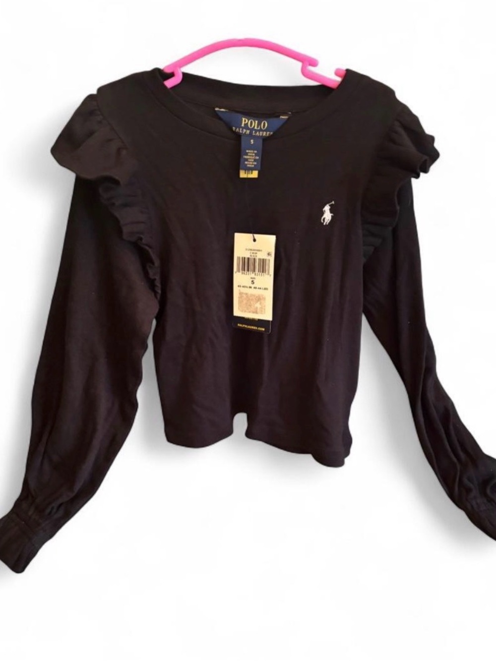 Kids NWT Polo by Ralph Lauren Black Long-Sleeve Ruffle Top